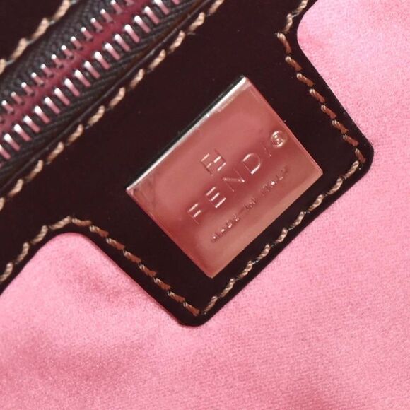 Fendi Vintage Baguette Shoulder Bag Embellished Denim Brown Beads,Cotton,Leather - Picture 8 of 10